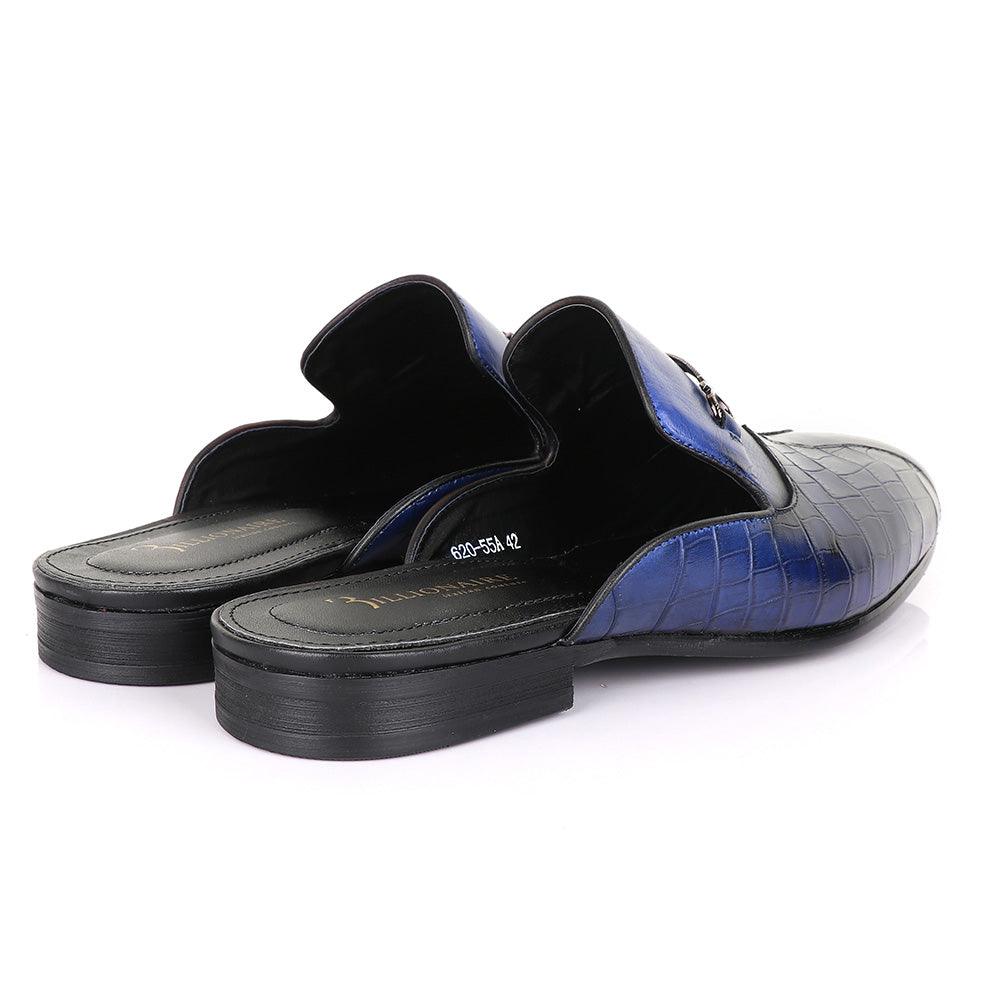 Billionaire Mole Blue and Black Leather Half Shoe - Obeezi