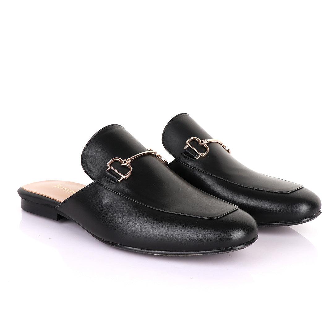 Billionaire Mole Leather Half Shoe-Black - Obeezi