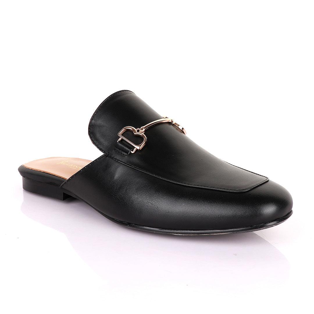 Billionaire Mole Leather Half Shoe-Black - Obeezi