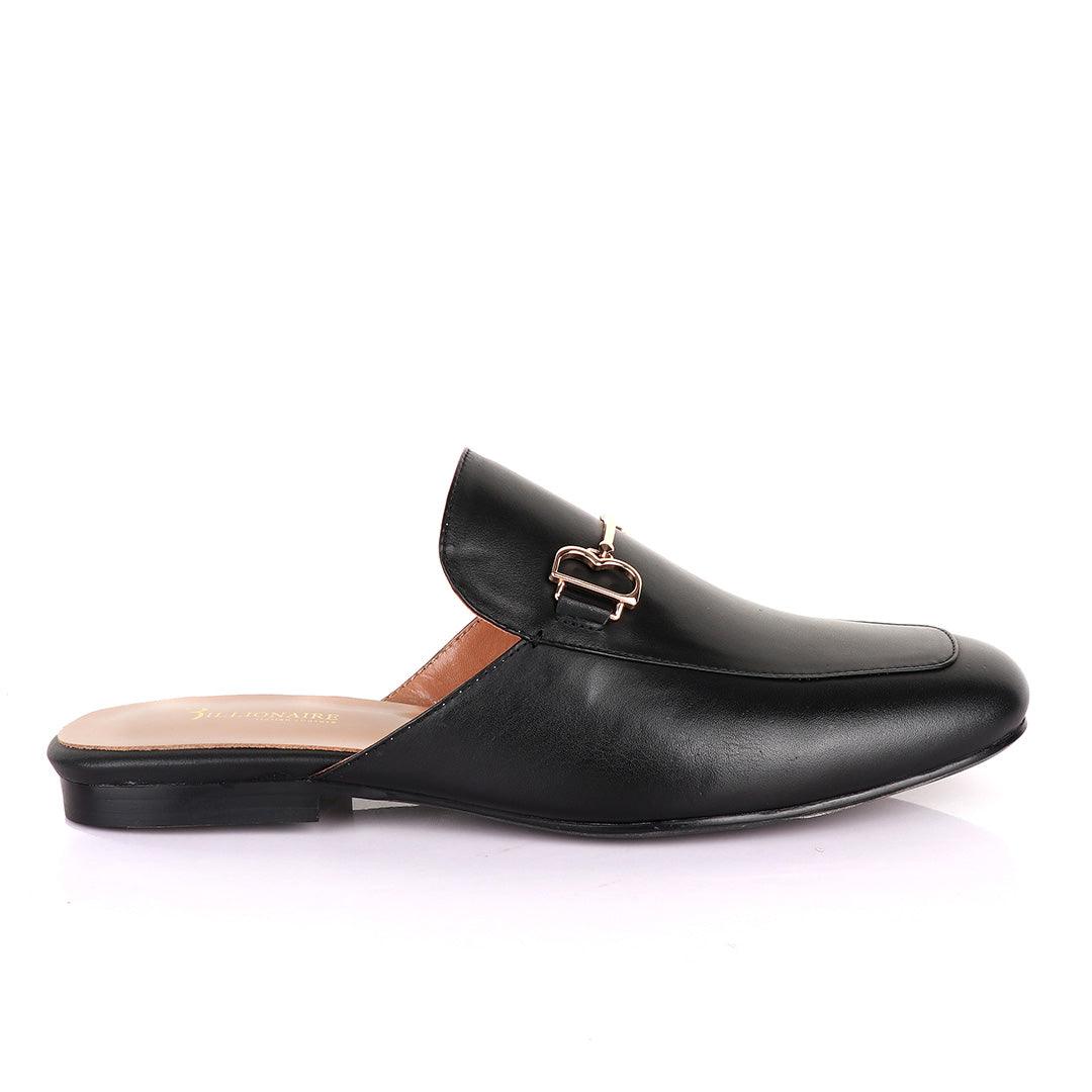 Billionaire Mole Leather Half Shoe-Black - Obeezi