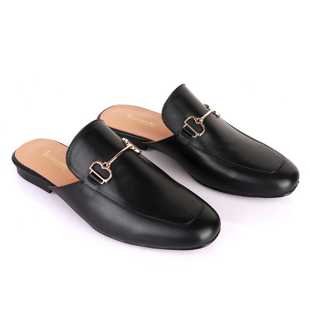 Billionaire Mole Leather Half Shoe-Black - Obeezi