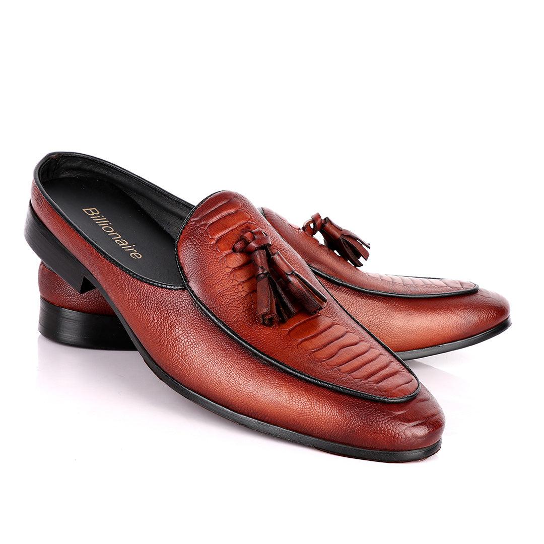 Billionaire Sole House Brown Tassel Mole Leather Shoe - Obeezi