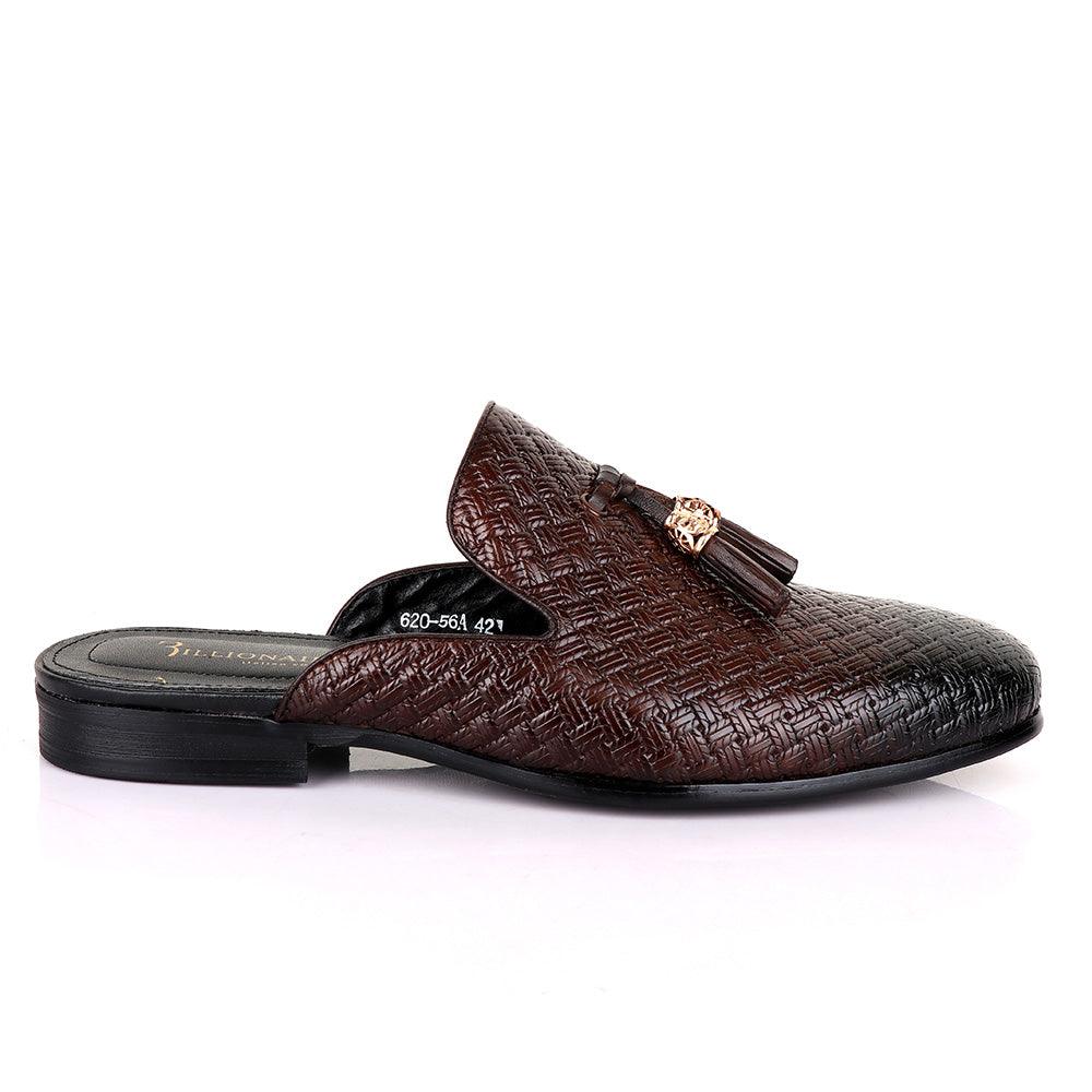 Billionaire Woven Tassel Mole Coffee Half Leather Shoe - Obeezi