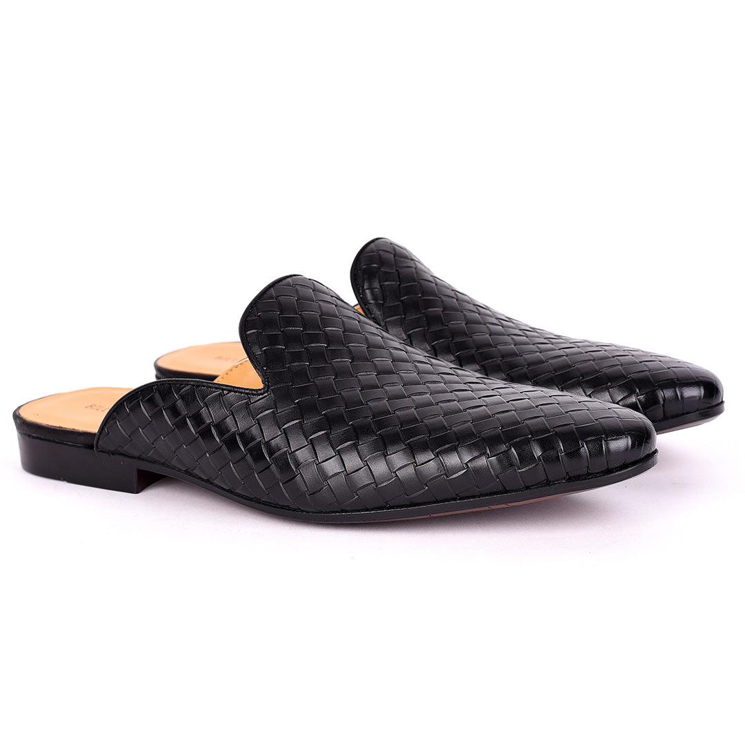 Billy Garrison Classic Patterned Leather Men's Half Shoe- Black - Obeezi.com