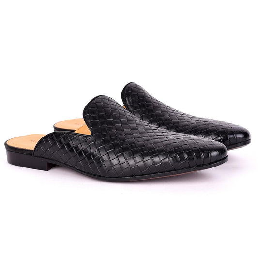 Billy Garrison Classic Patterned Leather Men's Half Shoe- Black - Obeezi.com