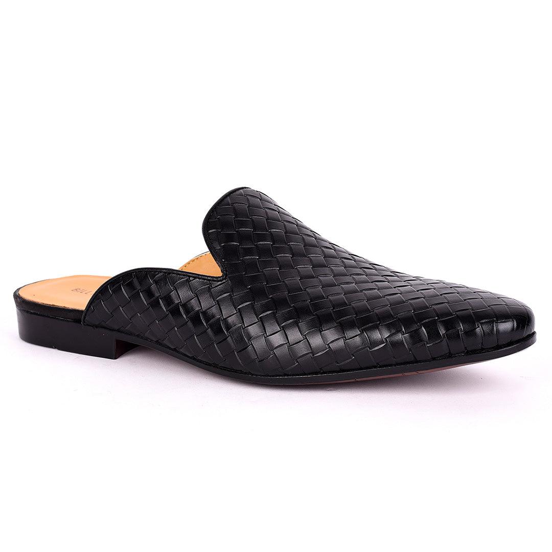 Billy Garrison Classic Patterned Leather Men's Half Shoe- Black - Obeezi.com