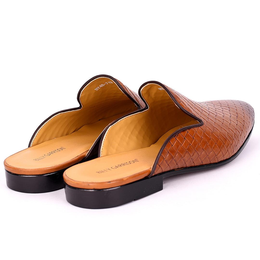 Billy Garrison Classic Patterned Leather Men's Half Shoe- Coffee - Obeezi.com