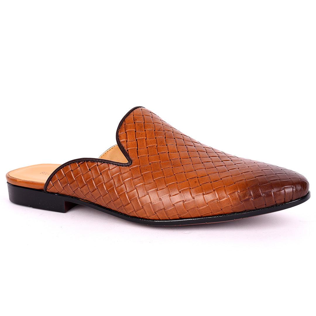 Billy Garrison Classic Patterned Leather Men's Half Shoe- Coffee - Obeezi.com