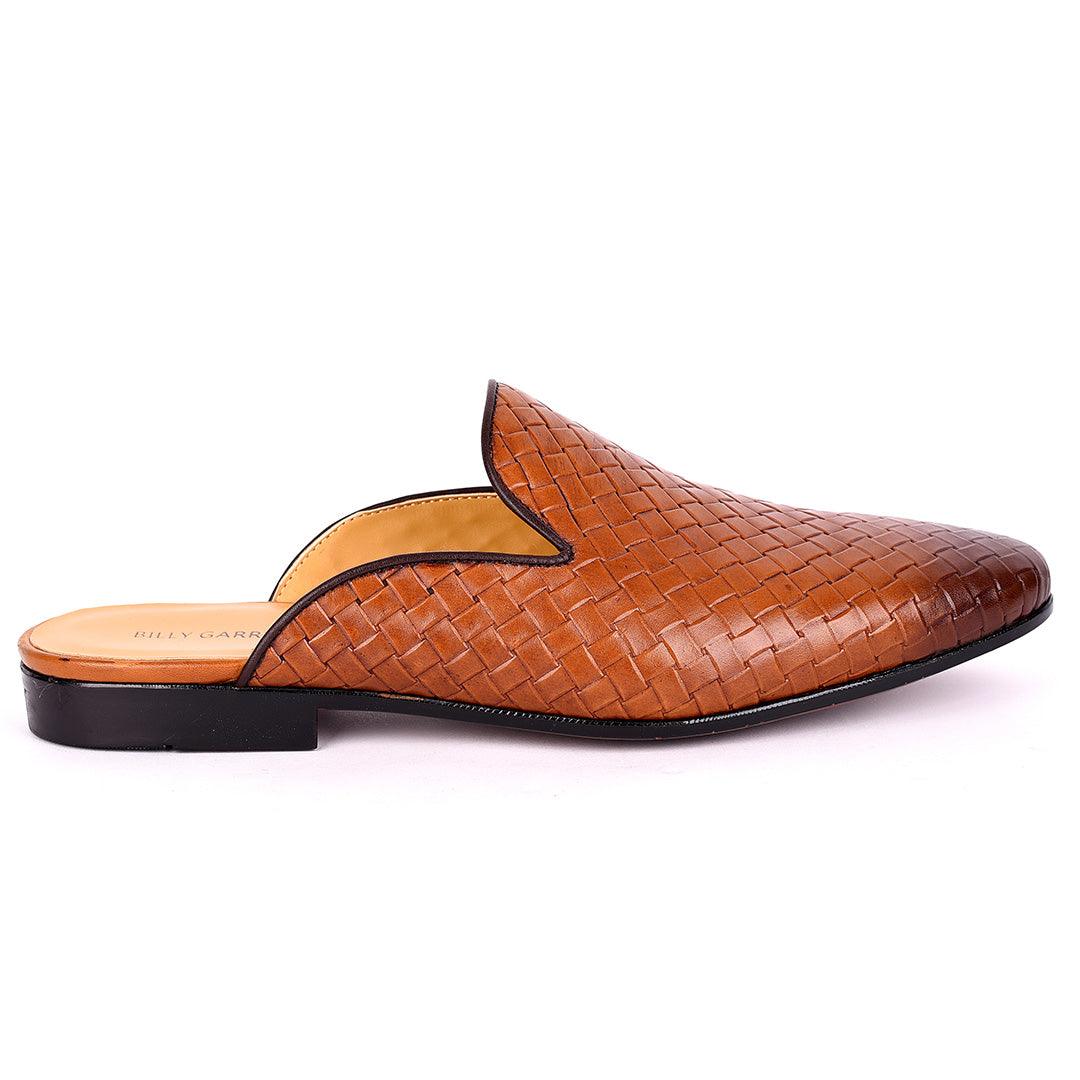 Billy Garrison Classic Patterned Leather Men's Half Shoe- Coffee - Obeezi.com