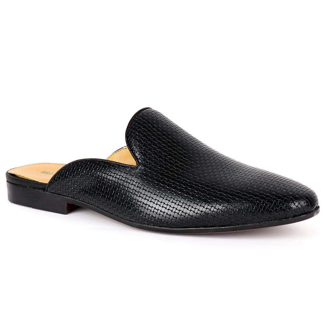 Billy Garrison Classic Woven Patterned Leather Men's Half Shoe- Black - Obeezi.com