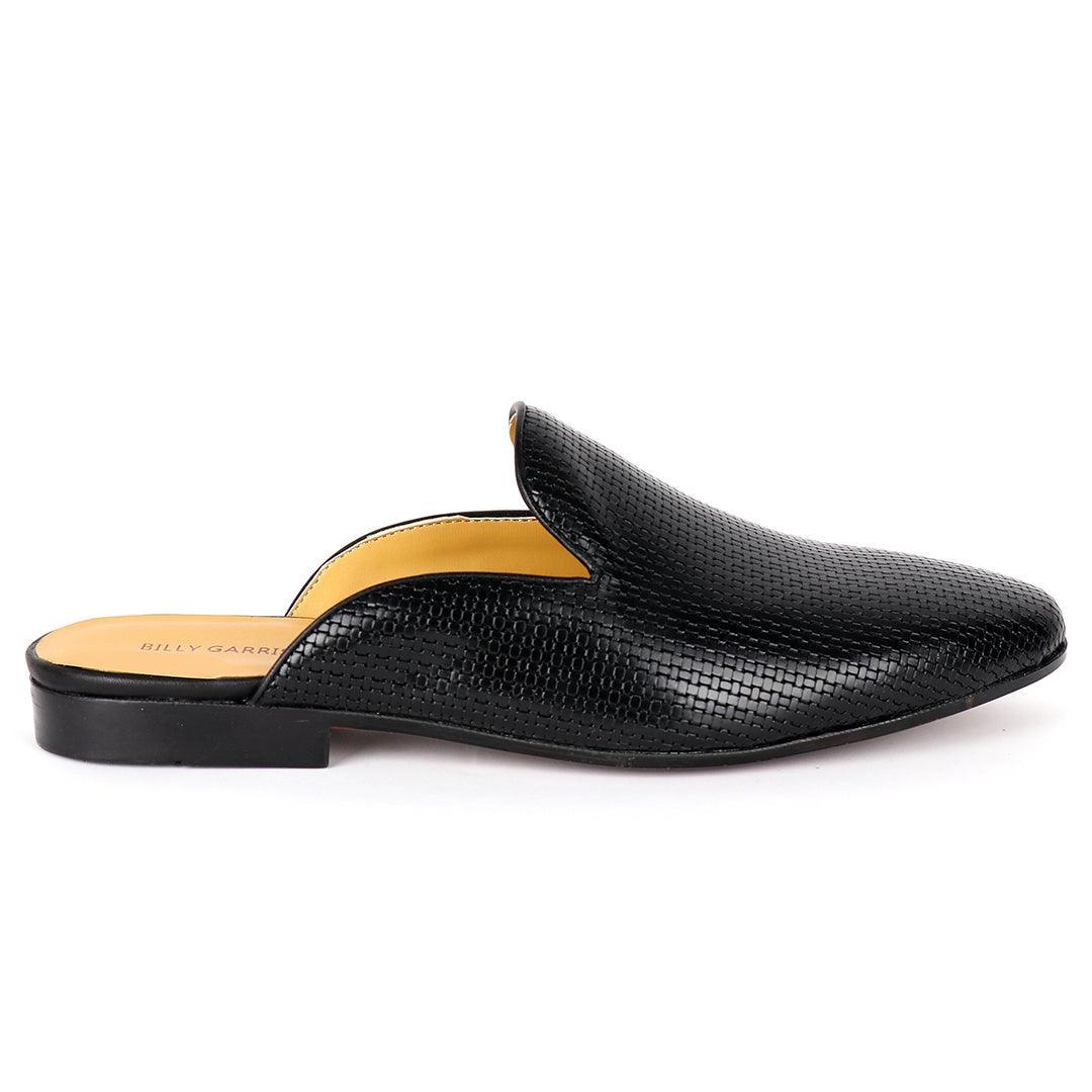 Billy Garrison Classic Woven Patterned Leather Men's Half Shoe- Black - Obeezi.com