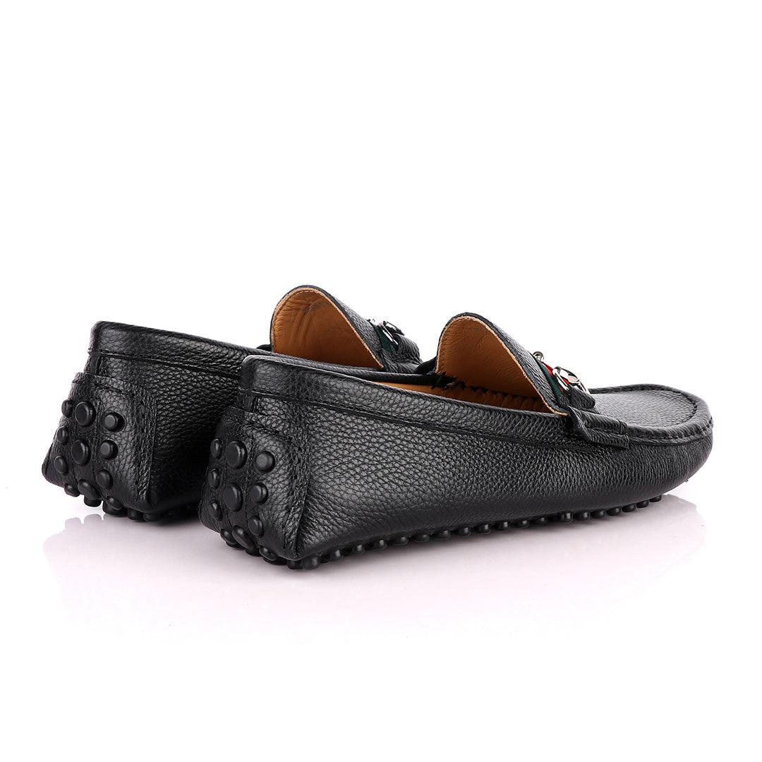 Black Horsebit Leather Web Drivers - Obeezi