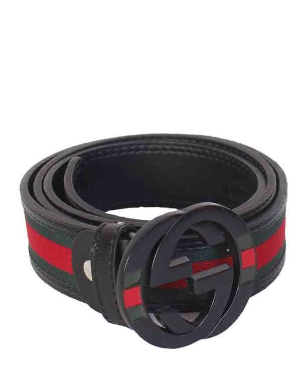 Black Logo With Red Band Belt Green and Red Stripe - Obeezi.com