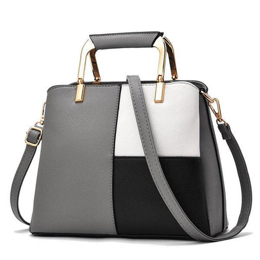 Black/White/Dark Gray Colors Block Patchwork Grab Bag - Obeezi.com