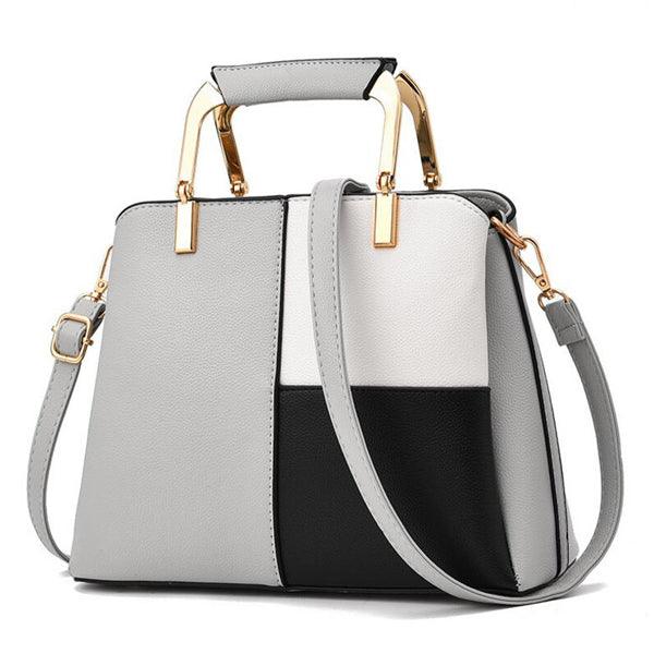 Black/White/Grey Colors Block Patchwork Grab Bag - Obeezi.com