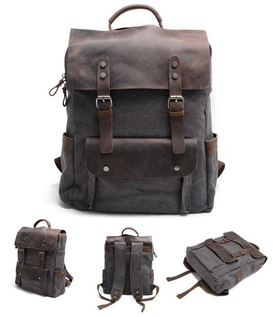 Blended Smart Thick Canvas BackPack Bag- Dark Grey - Obeezi.com