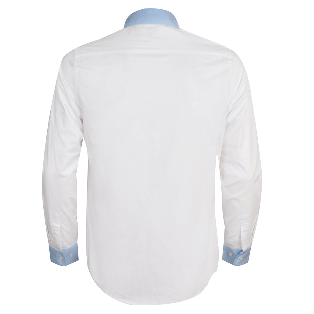 Blocked Stripped White Blue Cotton Long Sleeve - Obeezi.com