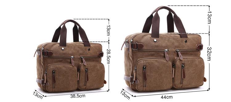 Blue Vintage Canvas Backpack With Brown Strap Design - Obeezi.com