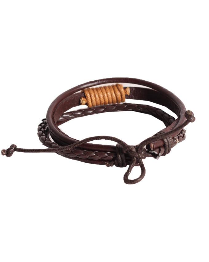 Bluelans Men's Anchor Faux Leather Wrap Braided Bracelet Black-Brown - Obeezi.com