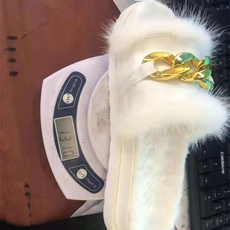 Boss Lady Comfy Fur And Cain Designed Slide Slipper - Whilte - Obeezi.com