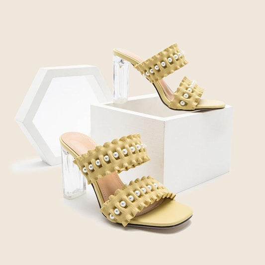 Boss Lady Glass Heel Designed Lemon Slippers - Obeezi.com