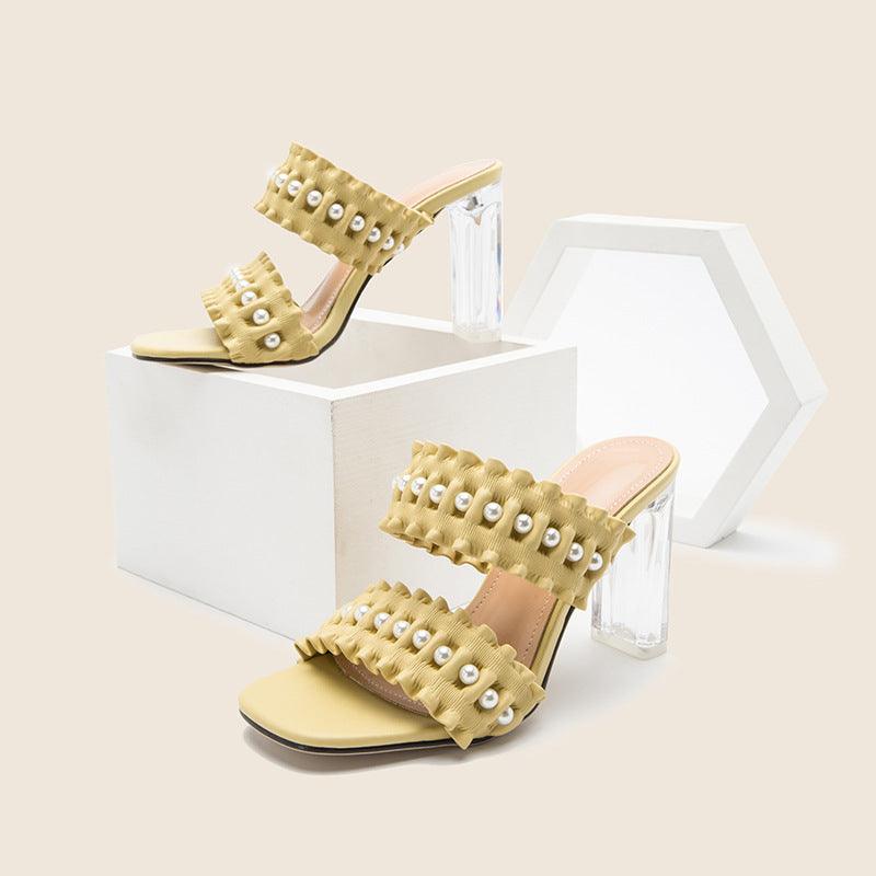 Boss Lady Glass Heel Designed Lemon Slippers - Obeezi.com