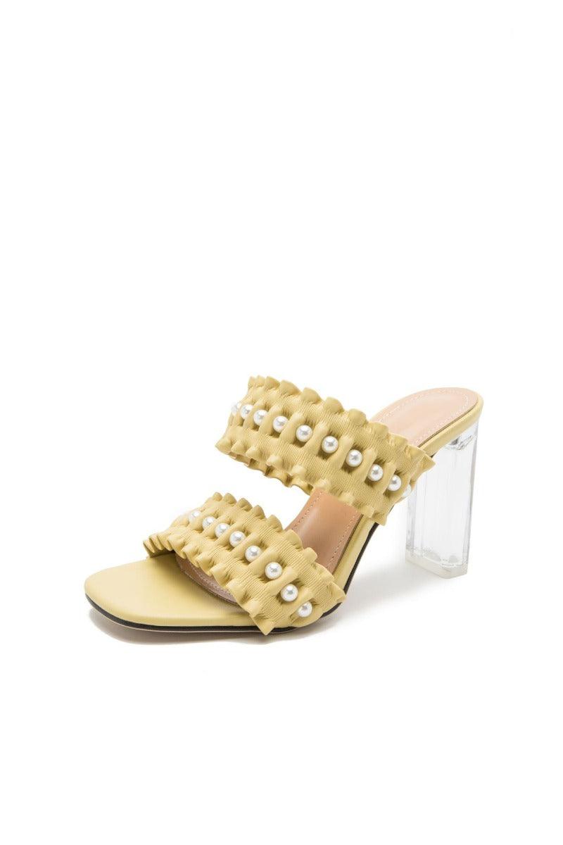 Boss Lady Glass Heel Designed Lemon Slippers - Obeezi.com