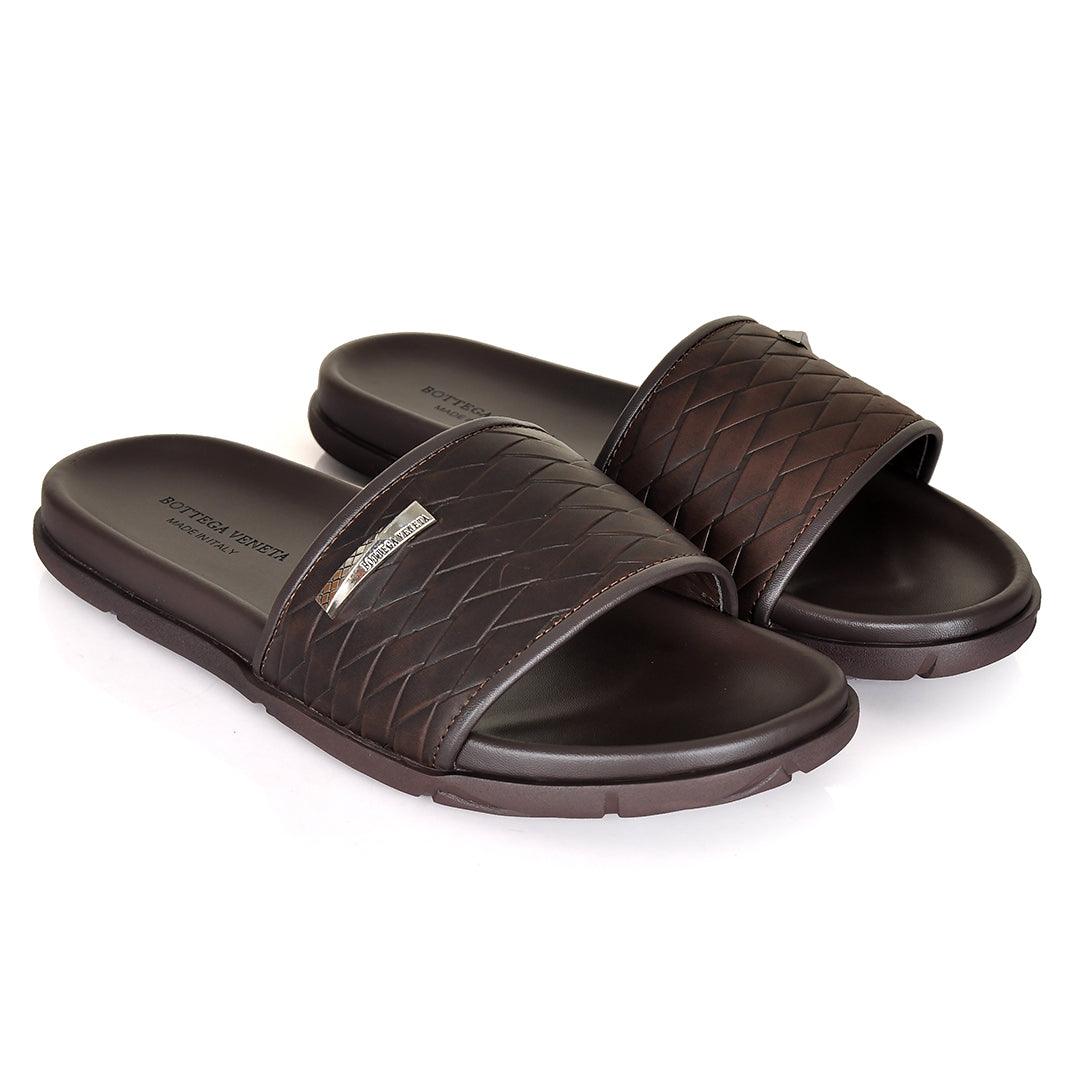 Bottega Veneta Coffee Synthetic Leather Daily Casual Slippers - Obeezi.com