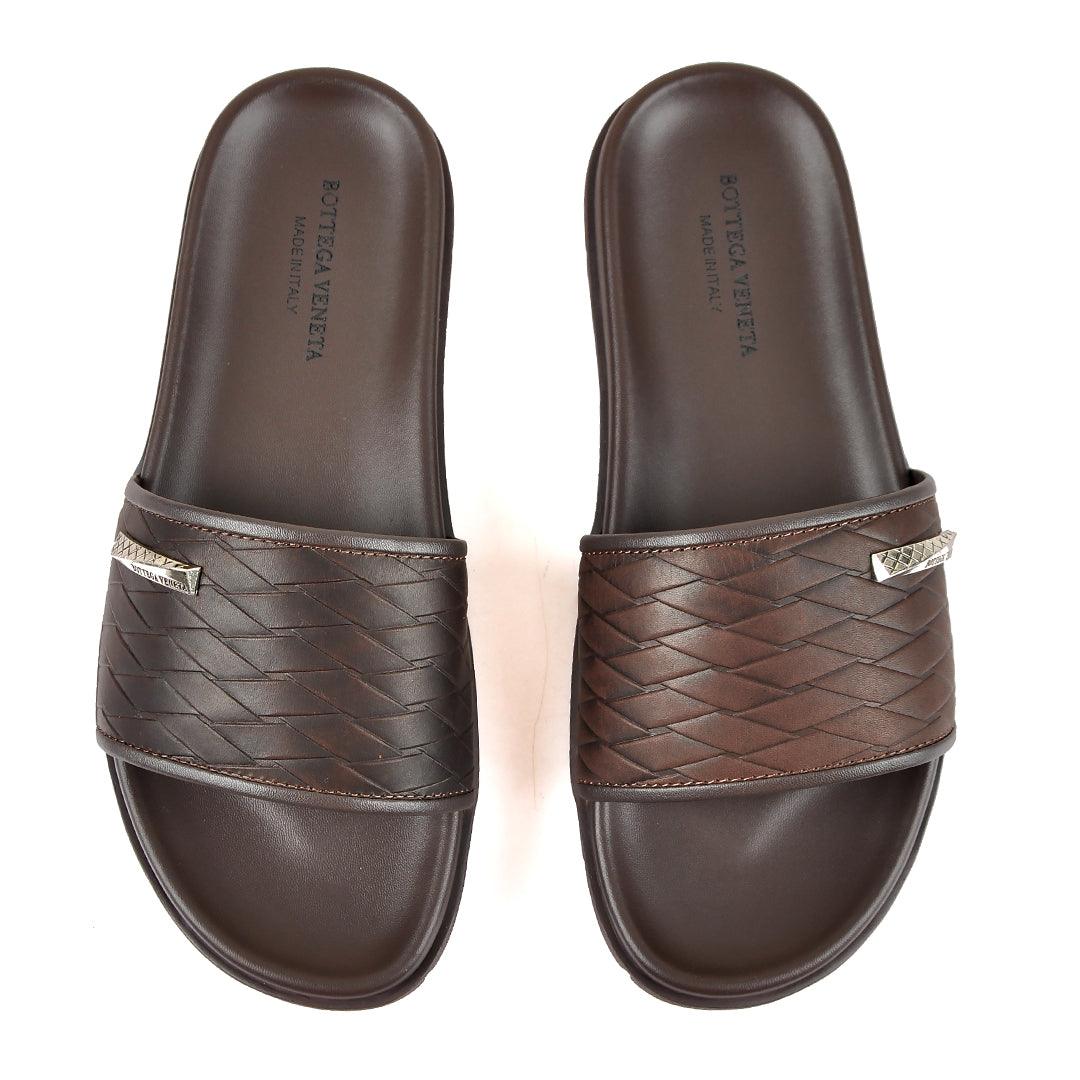 Bottega Veneta Coffee Synthetic Leather Daily Casual Slippers - Obeezi.com