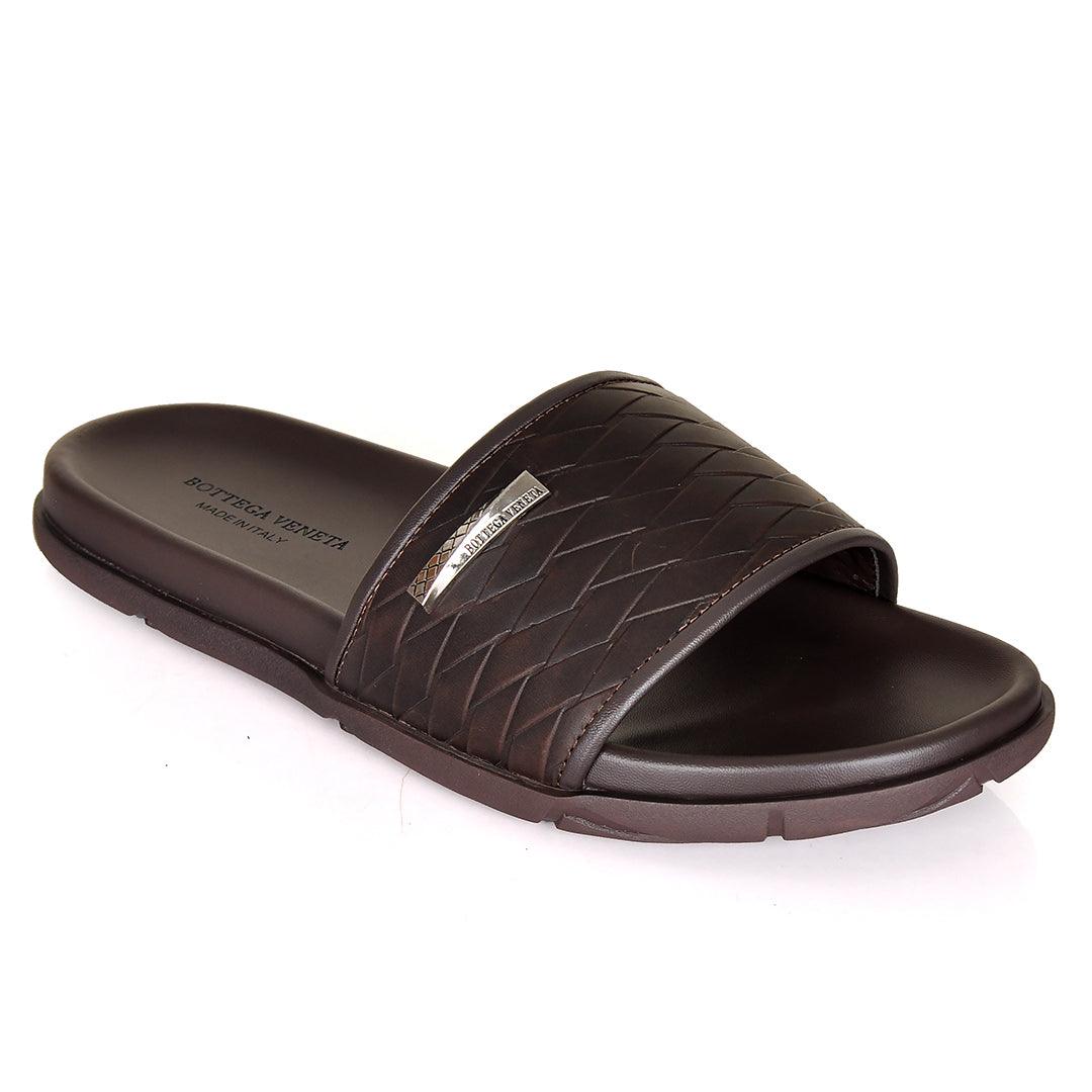 Bottega Veneta Coffee Synthetic Leather Daily Casual Slippers - Obeezi.com