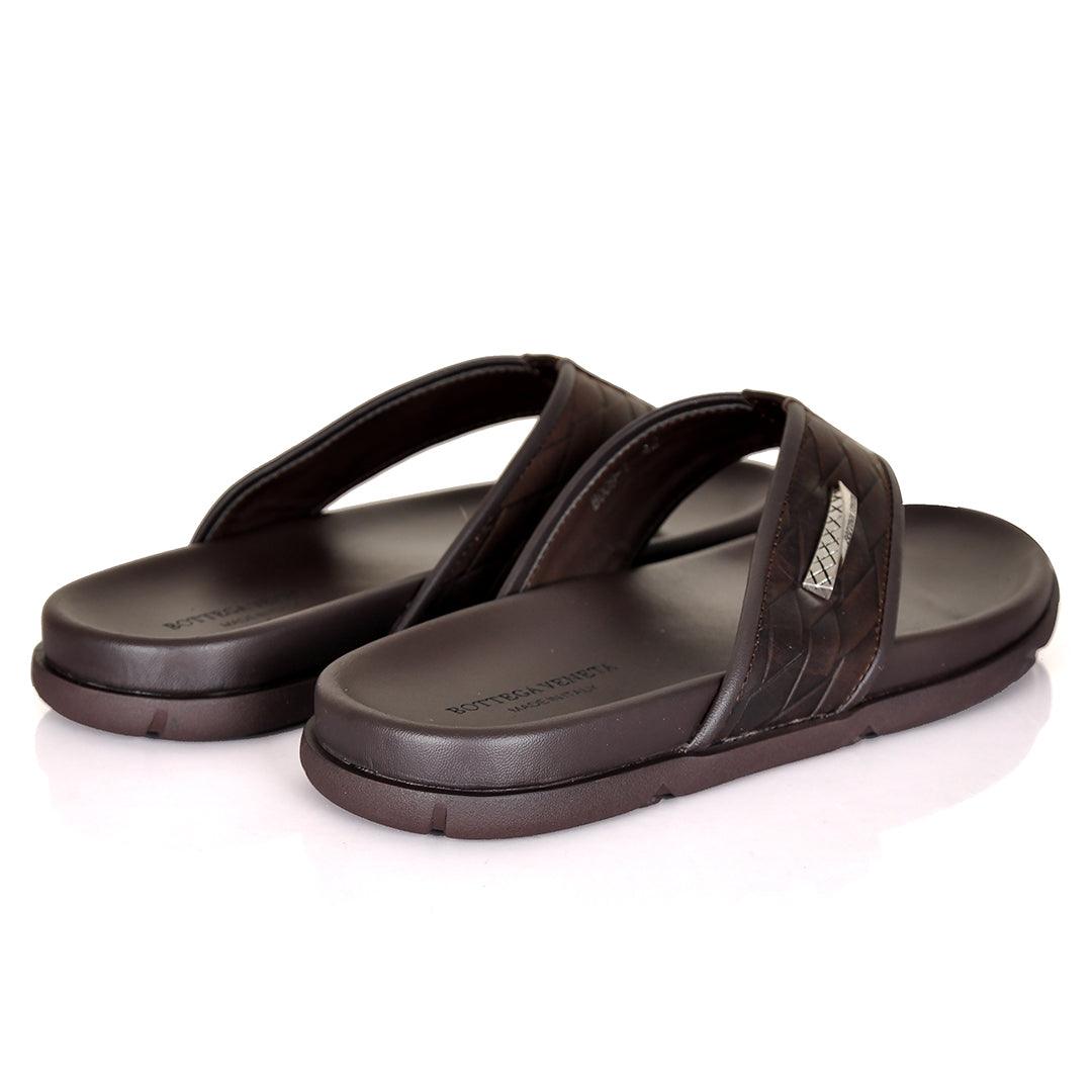 Bottega Veneta Flip Flops Woven Leather Slippers- Brown - Obeezi.com