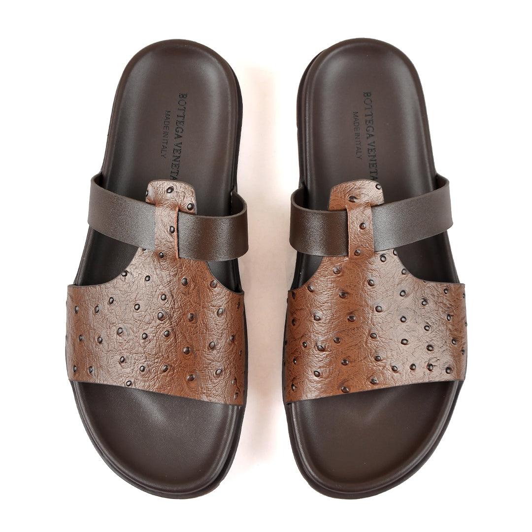 Bottega Veneta Stone Spot Leather Slippers - Obeezi.com
