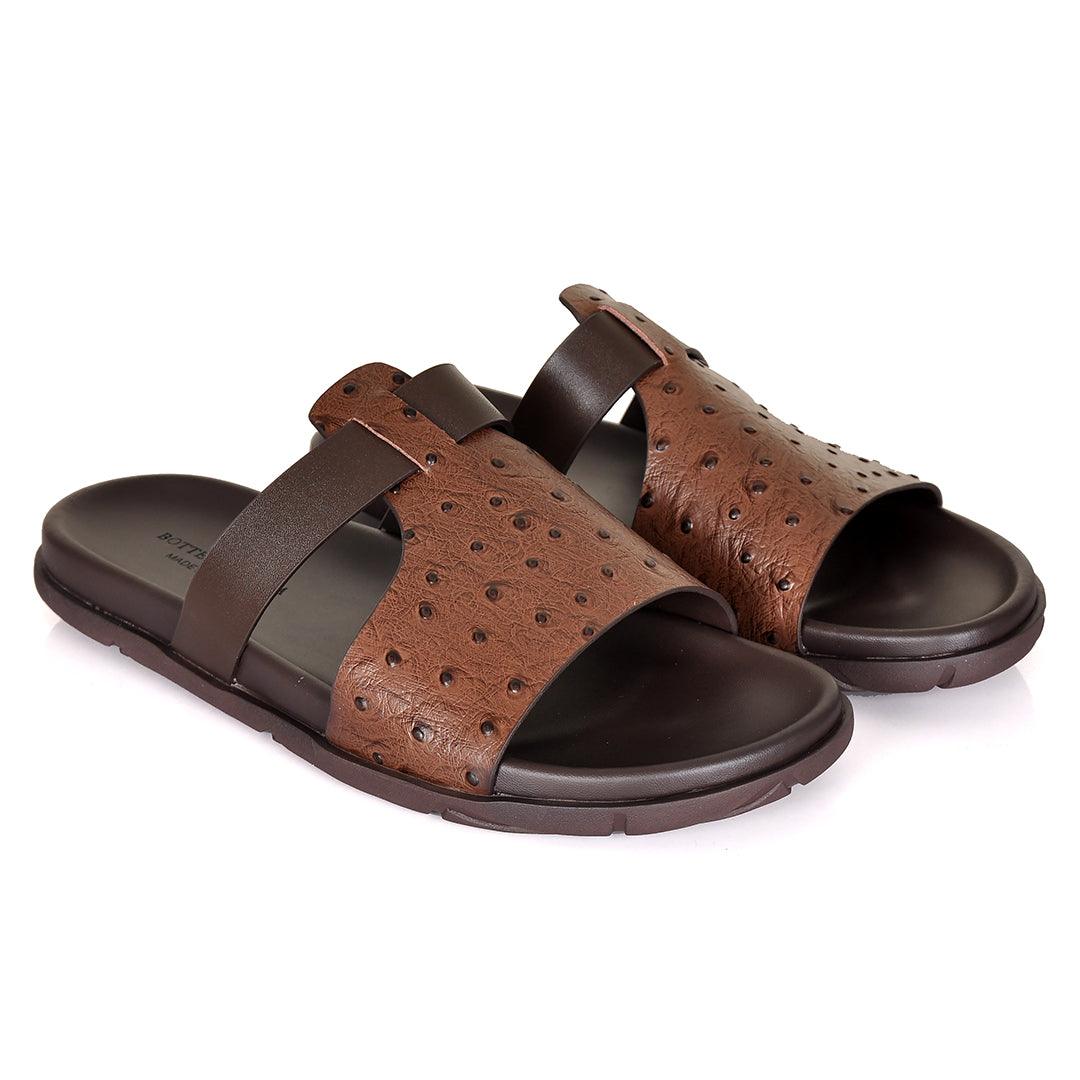 Bottega Veneta Stone Spot Leather Slippers - Obeezi.com