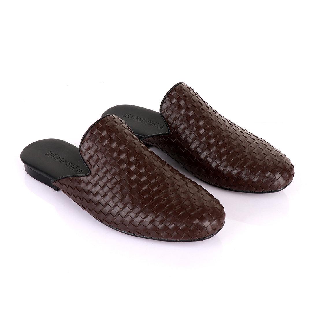 Bottega Veneta Vintage Brown wooven Leather Mole Half Shoe - Obeezi
