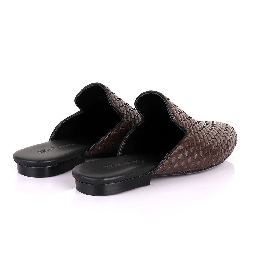 Bottega Veneta Vintage Brown wooven Leather Mole Half Shoe - Obeezi