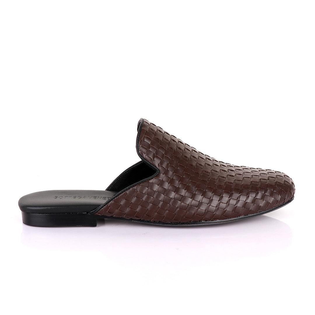Bottega Veneta Vintage Brown wooven Leather Mole Half Shoe - Obeezi