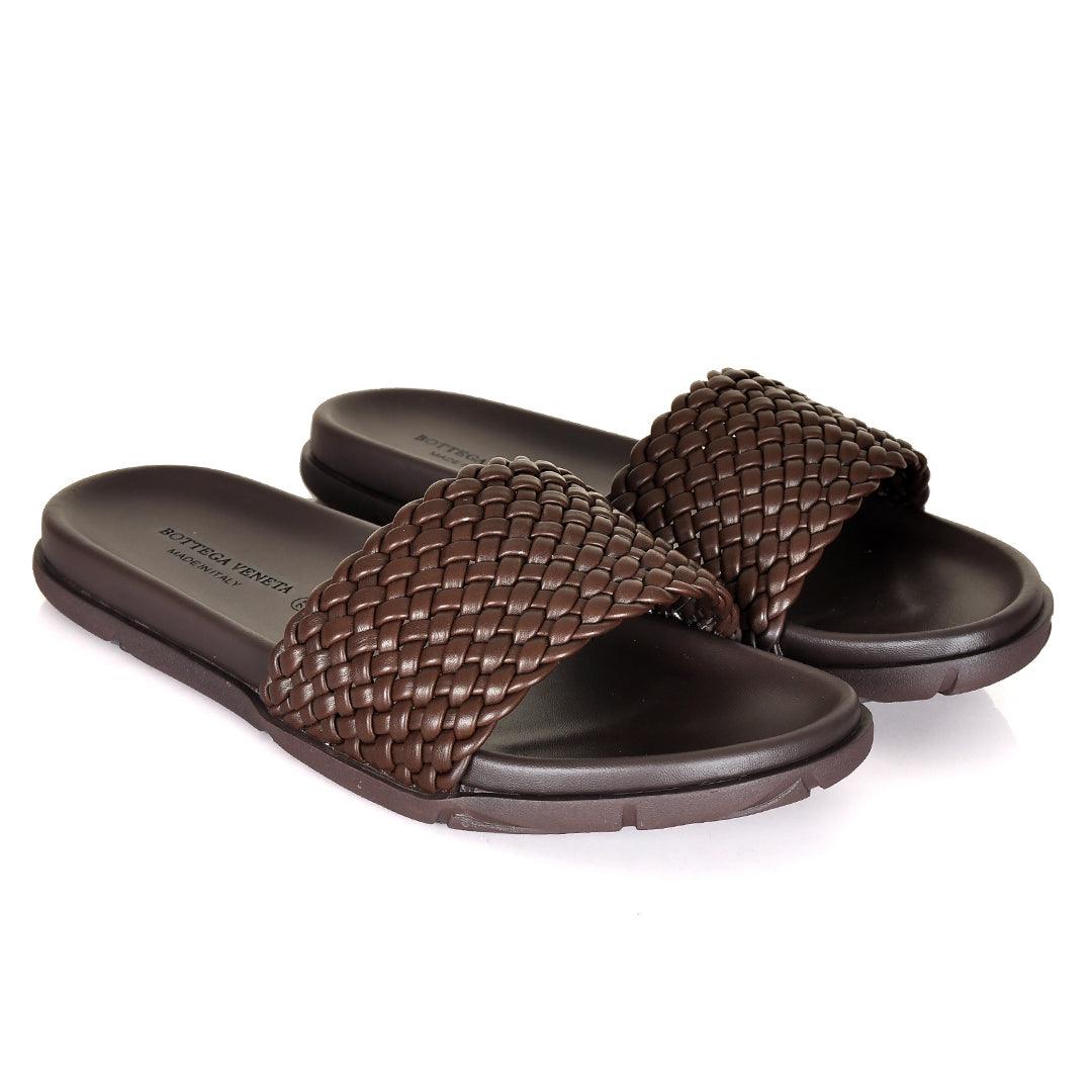Bottega Veneta Woven Leather Designed Slippers - Obeezi.com