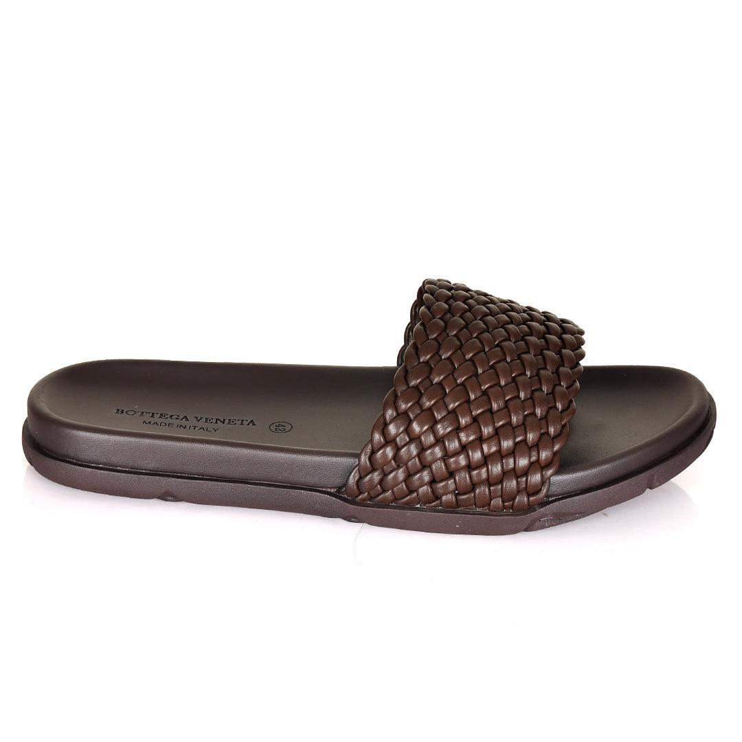 Bottega Veneta Woven Leather Designed Slippers - Obeezi.com