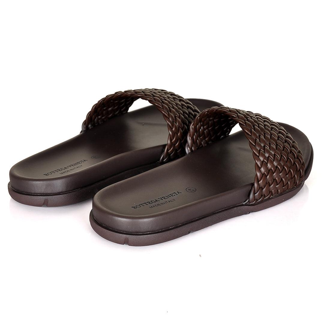 Bottega Veneta Woven Leather Designed Slippers - Obeezi.com