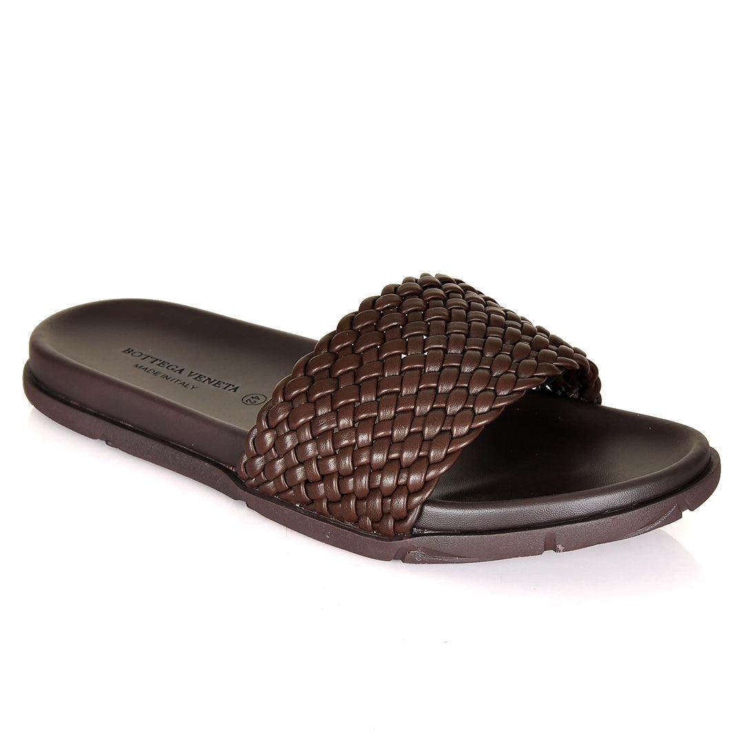 Bottega Veneta Woven Leather Designed Slippers - Obeezi.com