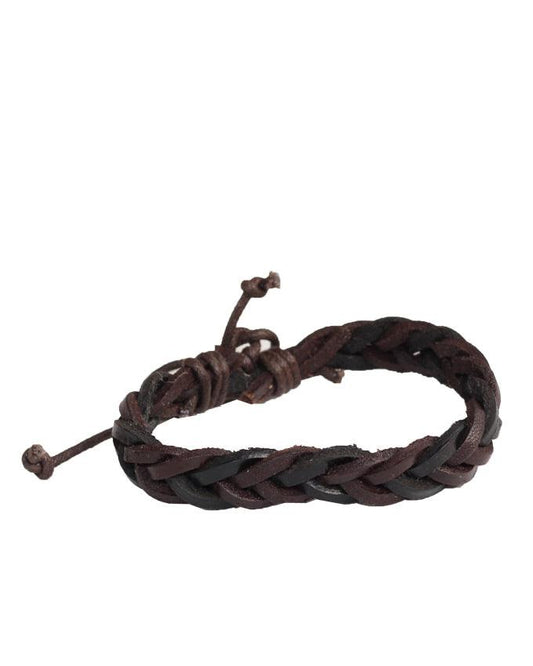 Braided Adjustable Leather Brown Bracelets - Obeezi.com