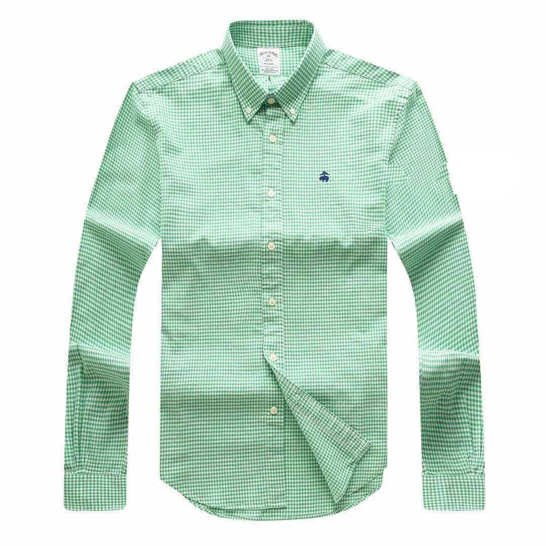 Brooks Brothers Regent Cotton Long Sleeve Shirt- Green - Obeezi