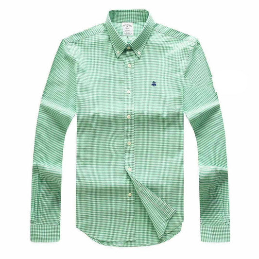 Brooks Brothers Regent Cotton Long Sleeve Shirt- Green - Obeezi