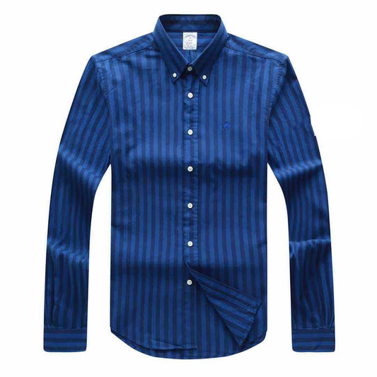 Brooks Brothers Regent Cotton Striped Long Sleeve Shirt- Blue - Obeezi