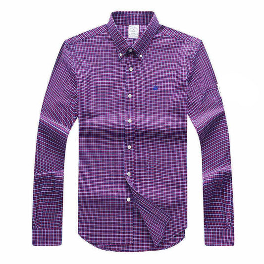 Brooks Brothers Regent NavyBlue And Red Twill Checkered Long Sleeve Shirt - Obeezi