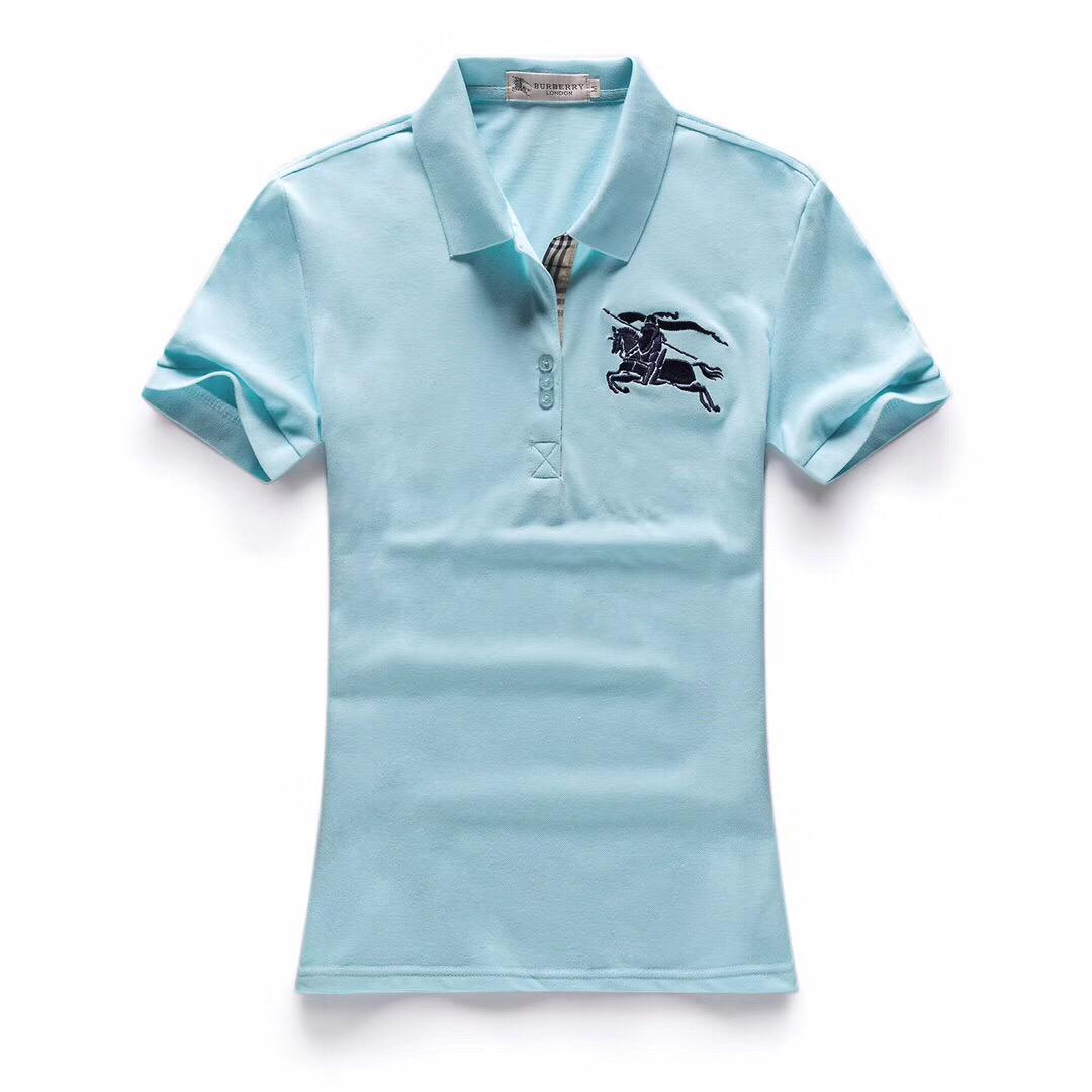 Burberry Custom Design Ladies Turquoise Short Sleeve Polo - Obeezi