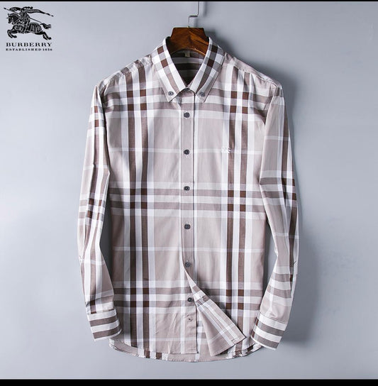Burberry Custom Fit Men's Check Shirt- Brown - Obeezi