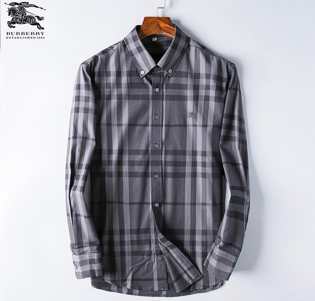 Burberry Custom Fit Men's Grey Multicolored Check Shirt - Obeezi