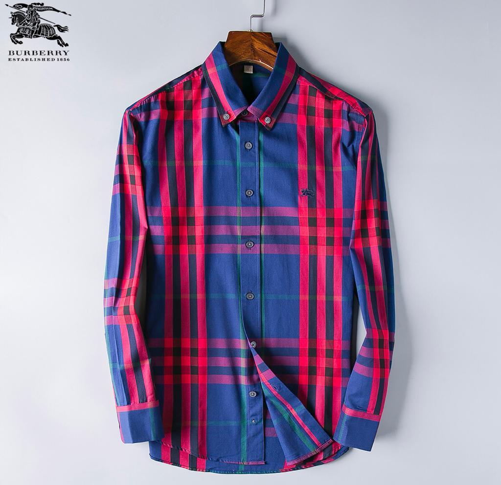 Burberry Custom Fit Men's Multicolored Check Shirt-RED - Obeezi