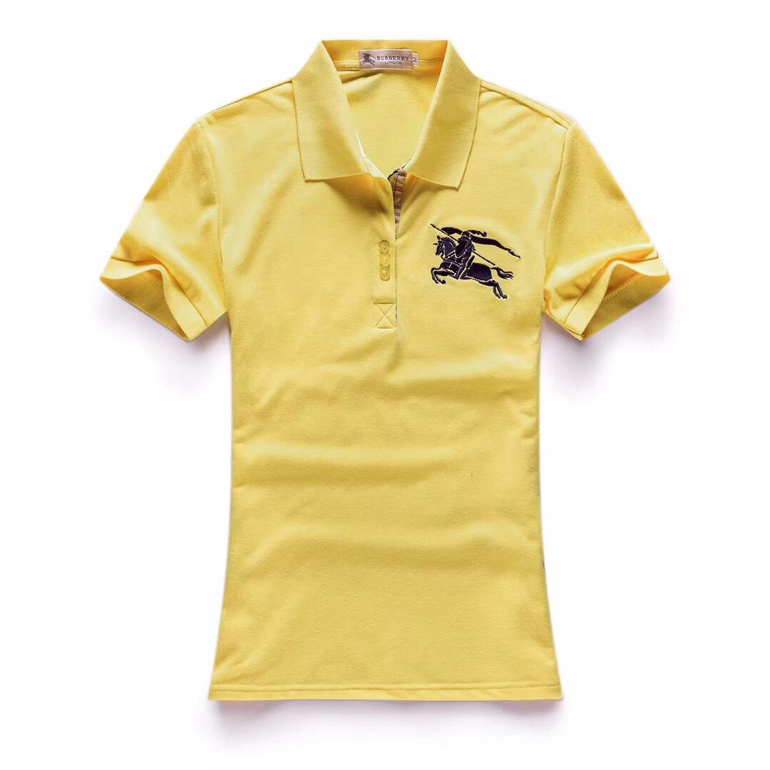 Burberry Custom Fitted Ladies Yellow Short Sleeve Polo - Obeezi